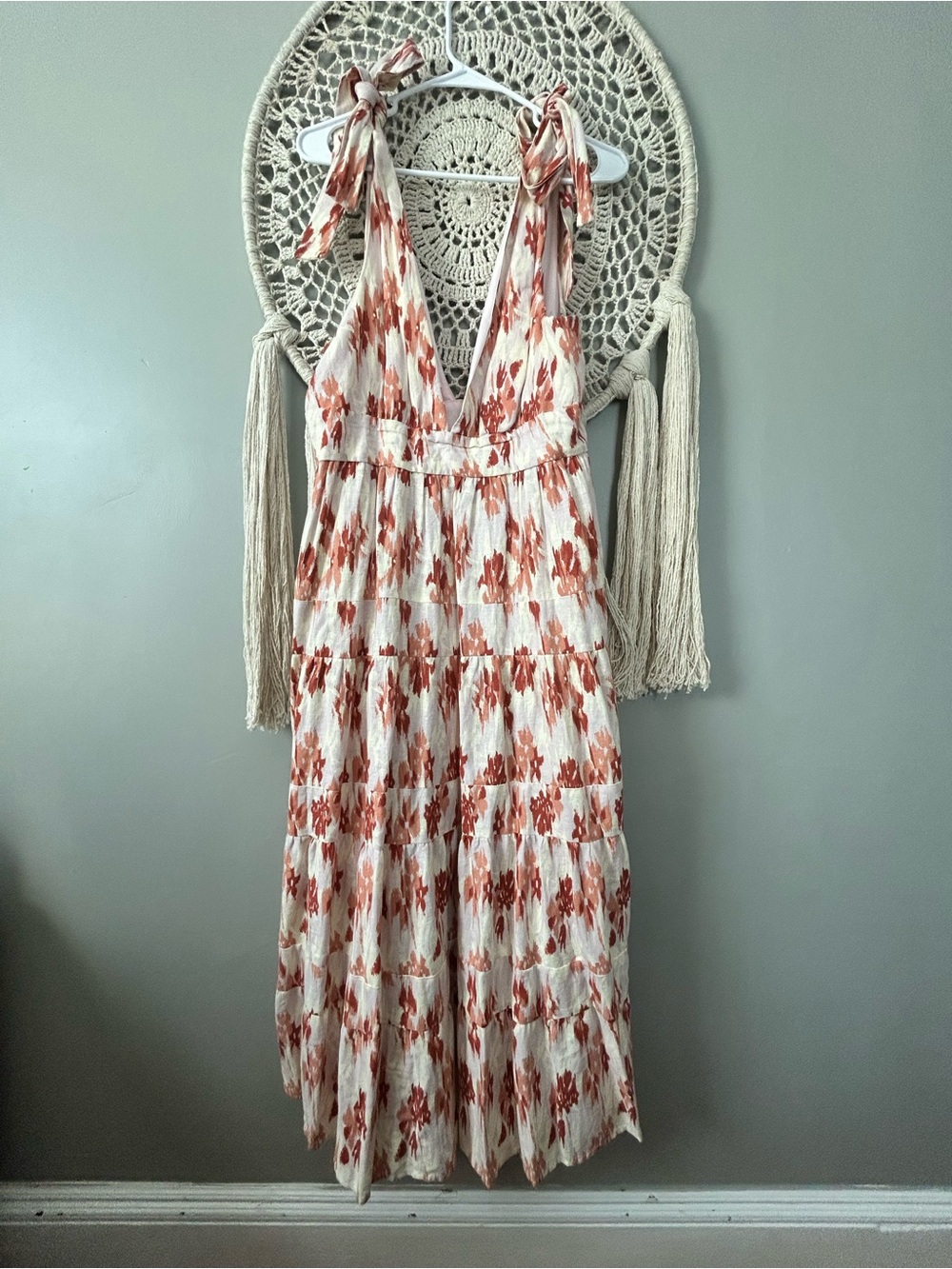 House of Harlow 1960 Cream Maxi Dress with Rust Floral Print